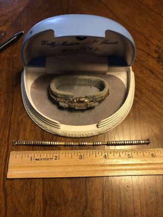 Vintage Bulova 21 Jewels Womens Dolly Madison Watch With Case & Extra Band