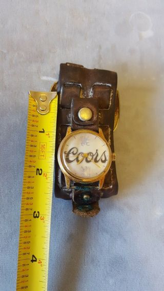 Vintage Men ' s Coors Watch head on old leather band,  great,  collectable 5