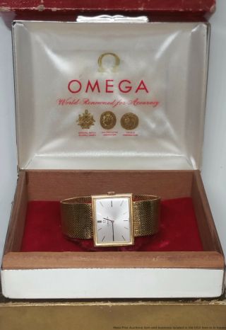 Cool Art Deco Geometric Lines 18k Gold Mens Omega Dress Watch Cal 620 W Box