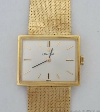 Cool Art Deco Geometric Lines 18k Gold Mens Omega Dress Watch Cal 620 w Box 2