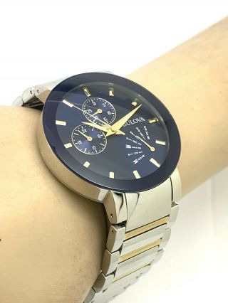 Bulova Men’s Classic Two Tone Stainless Steel Blue Dial Watch Quartz 98C123 4