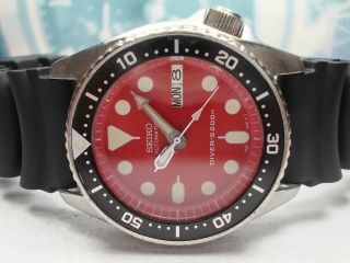 Seiko Day/date Divers 200m Midsize Watch 7s26 - 0030,  Red (sn 3d0507)