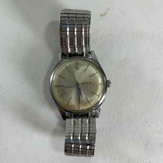 Vintage BENRUS 3021 Silver Shock Absorber Swiss Men ' s Wristwatch Running READ 2
