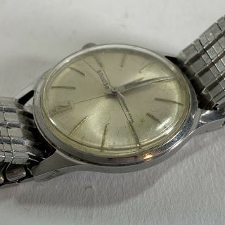 Vintage BENRUS 3021 Silver Shock Absorber Swiss Men ' s Wristwatch Running READ 6