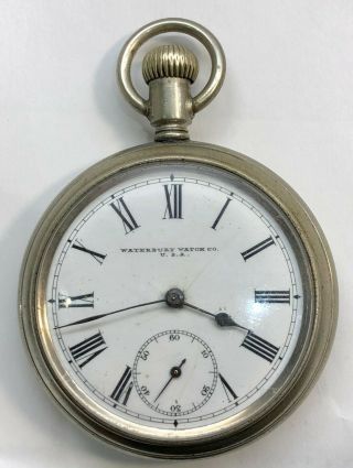 Antique Nickel Case Pocket Watch Waterbury Watch Co U.  S.  A