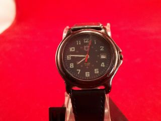 SWISS ARMY 7022 IN ALL BLACK 2174/3 STAINLESS STEEL 10 ATM CALF SKIN LEATHER 2