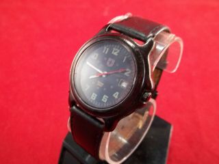SWISS ARMY 7022 IN ALL BLACK 2174/3 STAINLESS STEEL 10 ATM CALF SKIN LEATHER 3