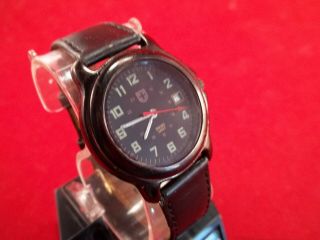 SWISS ARMY 7022 IN ALL BLACK 2174/3 STAINLESS STEEL 10 ATM CALF SKIN LEATHER 4