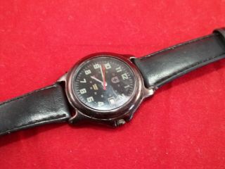 SWISS ARMY 7022 IN ALL BLACK 2174/3 STAINLESS STEEL 10 ATM CALF SKIN LEATHER 6