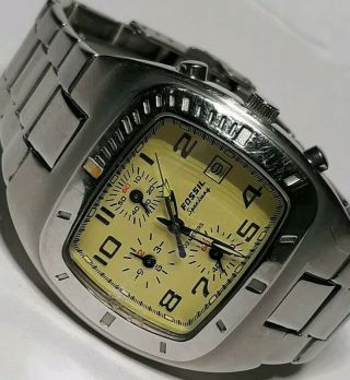 Vintage Fossil Blue Speedway Chronograph Rare | Yellow Polarized Dial Mens Watch