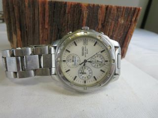 Seiko Chronograph Stainless Steel Mens Watch With Date,  Ref.  V657 - 9010 Rp2