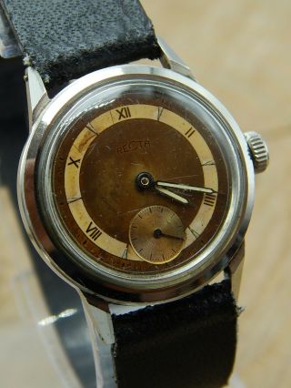 Vintage Swiss Made Recta Stainless Steel Men ' s Watch Type F 25 Water Resistant 2