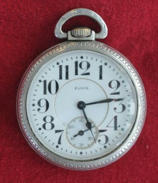 Vintage 1919 Elgin 16 Size 19 Jewel B.  W.  Raymond Railroad Pocket Watch,  Running