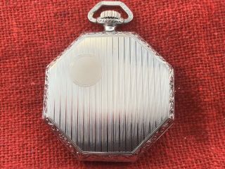 Vintage Elgin 17 Jewel Pocket Watch In Fancy Art Deco Case 2