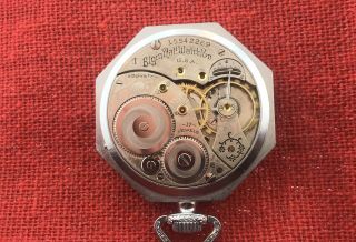 Vintage Elgin 17 Jewel Pocket Watch In Fancy Art Deco Case 6