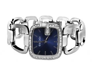 Swiss Made G - Gucci Ya125405 Blue Dial 2ct Diamond Stainless Steel Watch