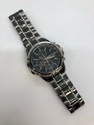Seiko Two Tone 43mm Stainless Steel Solar Chronograph Wrist Watch V172 - 0aj0