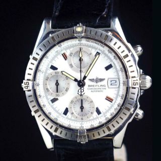 ☆ Breitling Chronomat Steel Leather Automatic Mens Watch A13352 ☆