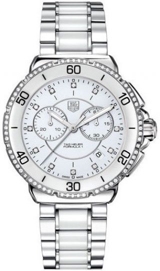 Cah1213.  Ba0863 Tag Heuer Formula 1 Ladies Ceramic Large White Diamond Watch