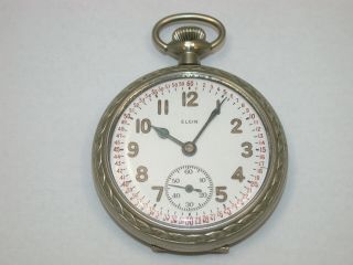 Elgin 16 Size Open Face Pocket Watch With Montgomery Dial.  4t