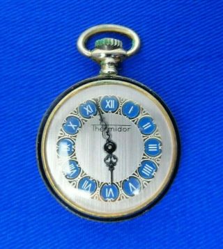 Vintage Thermidor Small Silver Tone Open Face Picture Pocket Watch