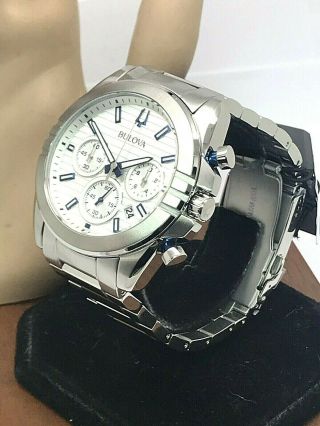 Bulova 96B307 Men ' s Watch Stainless Steel Silver Dial Date Chronograph Quartz 2