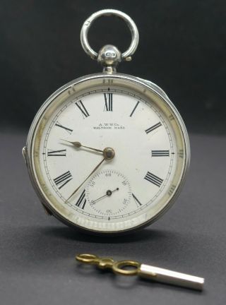 A.  W.  W.  Co.  Waltham Mass Solid Silver Pocket Watch From 1899 - Made In Usa