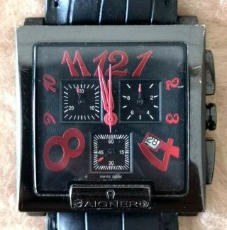Aigner Torino Chrono 1/10th Chronograph Sqaure Black Pvd Steel 36mm Mens Watch