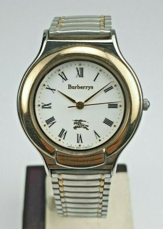 Burberrys Gold Plated Stainless Steel Mens 31mm Swiss Watch