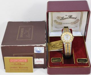 1980s Nos Lucien Piccard Quartz Stainless Steel Gold Watch 2 Tone Bracelet
