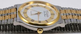 1980s NOS Lucien Piccard Quartz Stainless Steel Gold Watch 2 Tone Bracelet 5