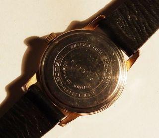 Rare vintage german wristwatch GUB Glashutte date gold plated 2