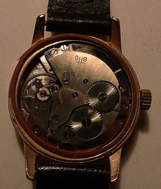 Rare vintage german wristwatch GUB Glashutte date gold plated 5