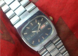 Ussr Wristwatch Slava 2427 Tank Vintage Russian Watch