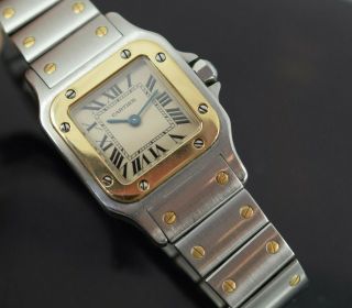 Ladies Cartier Santos Quartz 1567 Quartz 18k Gold/steel Generic Box/1 Year Gtee