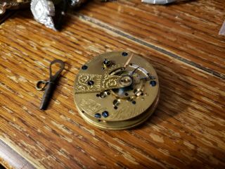 1865 Waltham P.  S.  Bartlett Keywind Kw Ks Pocket Watch Movement -