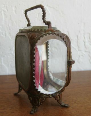 Antique Victorian French Beveled Glass Pocket Watch Boudoir Jewelry Casket Box 3