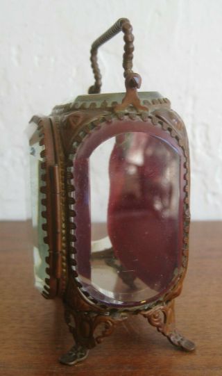 Antique Victorian French Beveled Glass Pocket Watch Boudoir Jewelry Casket Box 5