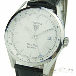 TAG HEUER CARRERA TWIN TIME STAINLESS STEEL AUTOMATIC WRISTWATCH WV2116.  FC6180 3