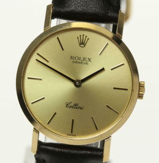 Rolex Cellini K18 Solid Gold Hand - Winding Cal.  1600 Leather Ladies_483702