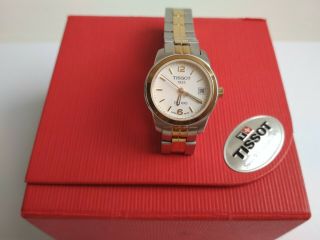 Tissot Pr100 T049210a Stainless Steel Two Tone Date Watch 24mm Woman 
