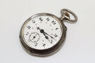 Antique Edwardian Vintage Sterling Silver Top Wind Pocket Watch 24 Hour 14855
