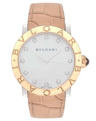 Bvlgari 18k Rose Gold & Diamond Mother Of Pearl Ladies Automatic Watch $8,  550