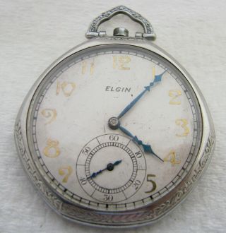 Vintage 12s Art Deco Elgin Transit 17 Jewel Pocket Watch Parts