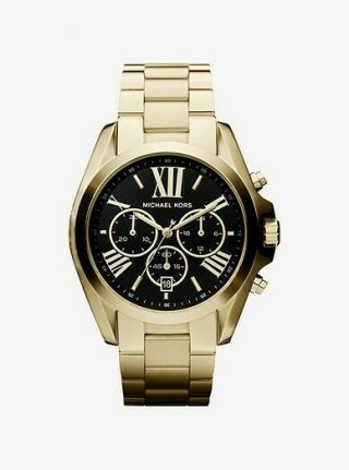 Michael Kors Mk5739 Chronograph Black Dial Gold Tone Ladies Wrist Watch