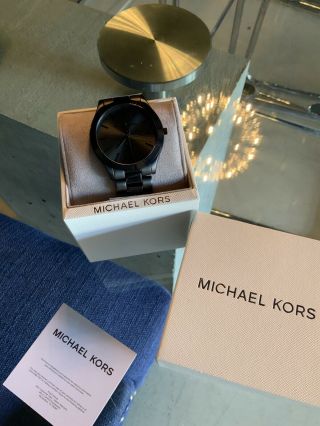 Michael Kors Slim Runway Black - Tone Stainless Steel Watch Mk8507