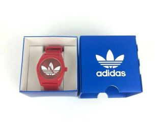 Adidas Santiago Red Unisex Wrist Watch Red White Trefoil Adh2655