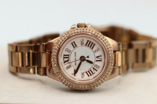 Michael Kors Camille White Dial Rose Gold - Tone Crystal Pave Wrist Watch