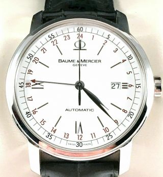 Baume Mercier Classima Xl Executive Gmt Automatic Watch M0a08462 - Exc.  Cond.