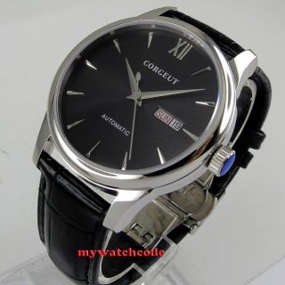 40mm Corgeut Black Dial Day Date Sapphire Glass Miyota Automatic Mens Watch C135